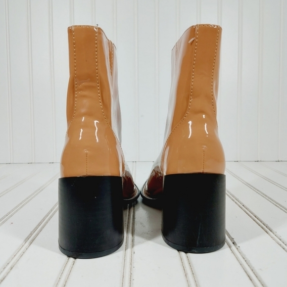 Nordstrom Open Edit Chloe Boots Vegan Patent Leather Chunky Square Toe B… - Picture 6 of 10